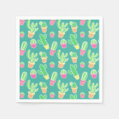 Neon-Aquarellkaktus in Punktmuster Serviette (Vorderseite)