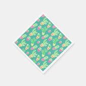 Neon-Aquarellkaktus in Punktmuster Serviette (Ecke)