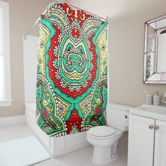 Neon arabesque Ornament: 80er Stil. Duschvorhang (Beispiel)