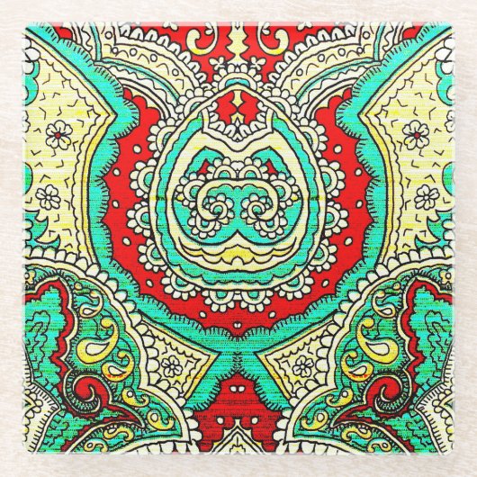 Neon arabesque Ornament: 80er Stil. Glasuntersetzer (Vorderseite)
