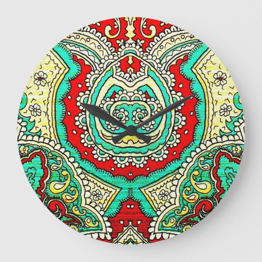 Neon arabesque Ornament: 80er Stil. Große Wanduhr (Vorderseite)