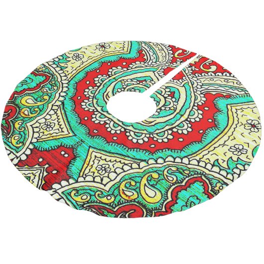 Neon arabesque Ornament: 80er Stil. Polyester Weihnachtsbaumdecke (Schrägansicht)