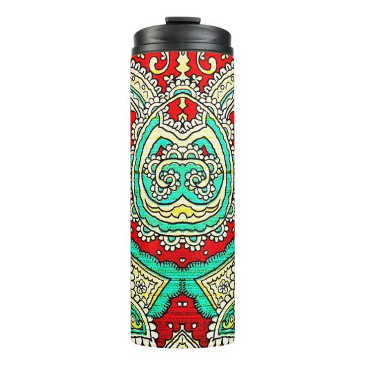 Neon arabesque Ornament: 80er Stil. Thermosbecher (Vorderseite)