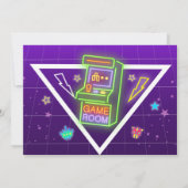 Neon Arcade Foto Birthday Gaming Party Einladung (Rückseite)