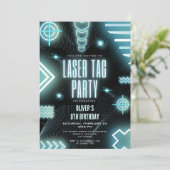 Neon Arcade Gamer, Laser Tag Geburtstag Einladung (Stehend Vorderseite)