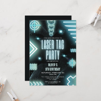Neon Arcade Gamer, Laser Tag Geburtstag Einladung