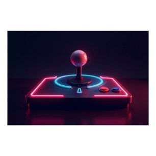 Neon-Arcade-Joystick Poster