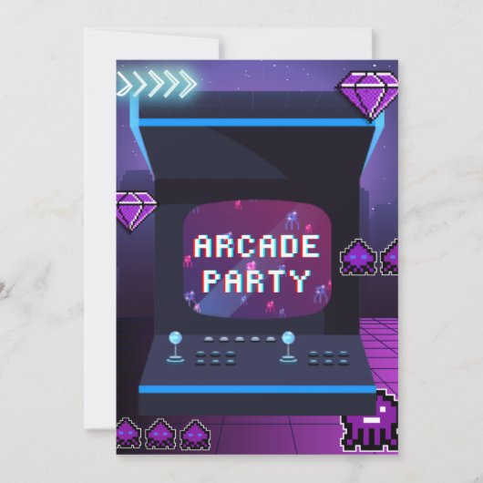 Neon Arcade Party Geburtstag Einladung (Vorderseite)