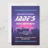 Neon Arcade Party Geburtstag Einladung (Rückseite)