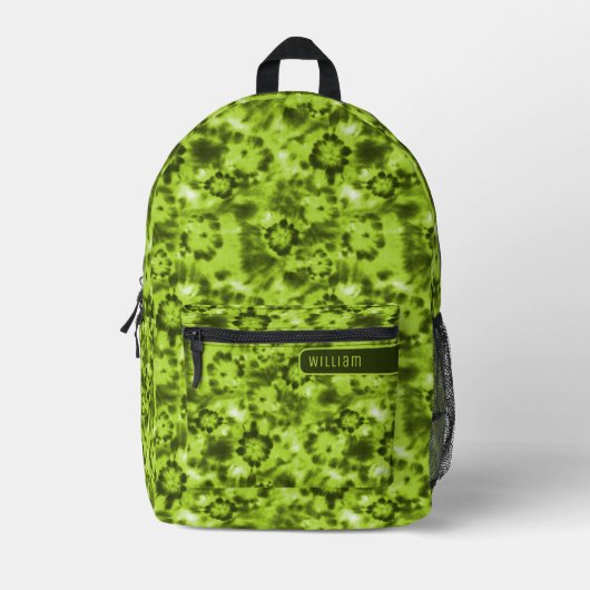 Neon & Army Green Shibori Muster Cool Teens Bedruckter Rucksack (Vorderseite)