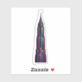 Neon Art Deco Skyscraper Sticker (Blatt)