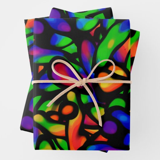 Neon Art Geschenkpapier Set (Beispiel)
