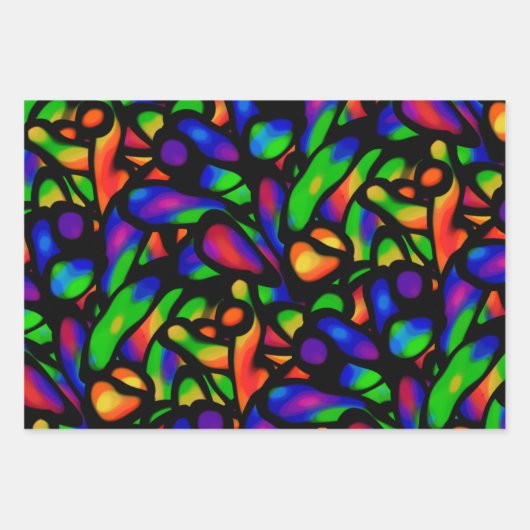 Neon Art Geschenkpapier Set (Vorderseite)