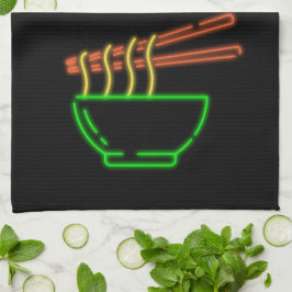 Neon Asian Noodle Bowl Geschirrtuch