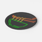 Neon Asian Noodle Bowl Pappteller (Schrägansicht)