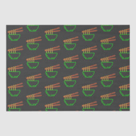 Neon Asian Noodle Bowl Pattern Seidenpapier