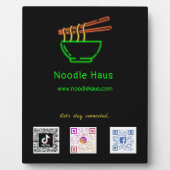 Neon Asian Noodle Bowl Social Media Scan Codes Fotoplatte (Vorderseite)