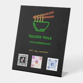 Neon Asian Noodle Bowl Social Media Scan Codes Sockelschild