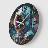Neon Astronaut Galaxy Clock Große Wanduhr (Winkel)