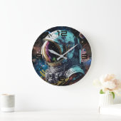 Neon Astronaut Galaxy Clock Große Wanduhr (Zuhause)