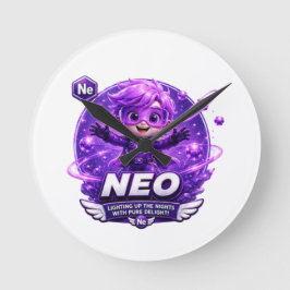 Neon ATOMIVRA Runde Wanduhr