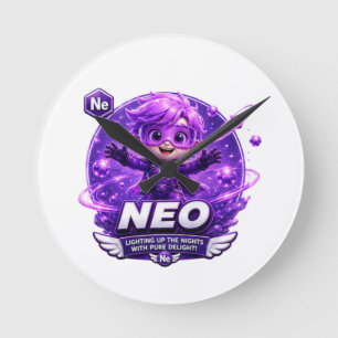 Neon ATOMIVRA Runde Wanduhr
