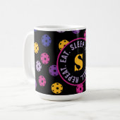 Neon auf schwarzem Pickleball mit anfänglichem  Kaffeetasse (Vorderseite Links)
