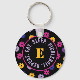 Neon auf schwarzem Pickleball mit anfänglichem Schlüsselanhänger