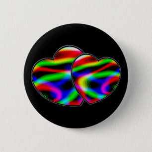 Neon Aurora Hearts Button