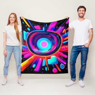 Neon-Ausbruch: Abstrakte Energie Fleecedecke