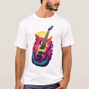 Neon-Ausbruch E-Gitarre Kunstwerk T-Shirt