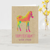 Neon Baby Zebra Psychedelic Funky Retro Birthday Karte (Gelbe Blume)