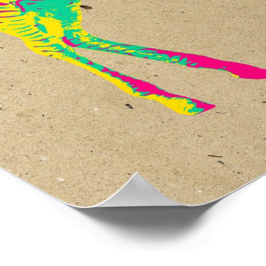 Neon Baby Zebra Psychedelic Pink Yellow & Green Poster (Ecke)