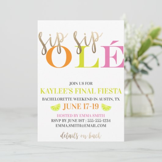 Neon Bachelorette Weekend Modernes Finale Einladung (Stehend Vorderseite)