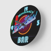 Neon BAR Clock | Custom Happy Hour Den Mancave Runde Wanduhr (Winkel)