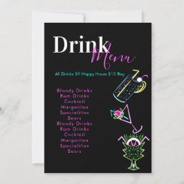 Neon Bar Club Restaurant Abstrakt Drinks Menü Feiertagskarte