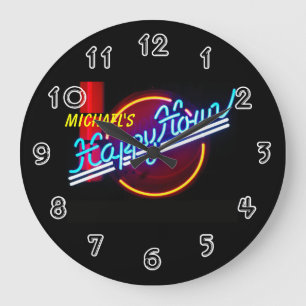 Neon Bar Große Wanduhr