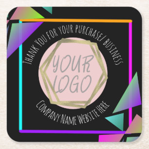 Neon Bar Restaurant Company Business-Logo Rechteckiger Pappuntersetzer