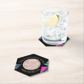 Neon Bar Restaurant Company Business Logo Square P Untersetzer (Vor Ort)