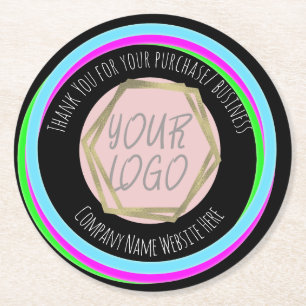 Neon Bar Restaurant Company Vielen Dank  Runder Pappuntersetzer