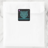 Neon-Bär Synthwave - Retro-Waldtier Quadratischer Aufkleber (Tasche)