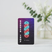 Neon Barbers Pole Barbershop Visitenkarte (Stehend Vorderseite)