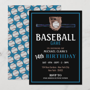 Neon Baseball Bat, Baseball Game Birthday Party Einladung