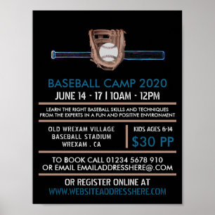 Neon Baseball Bat & Gear, Baseball Advert Poster