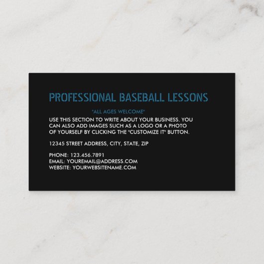 Neon Baseball Bat & Gear, Baseball Player, Coach Visitenkarte (Rückseite)