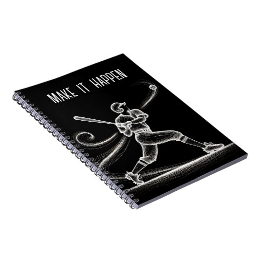 Neon Baseball Player mit Angebot Notizblock (Rechte Seite)