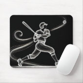 Neon Baseball Player Swinging a Bat Mousepad (Mit Mouse)