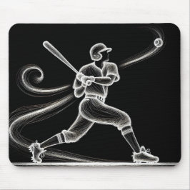 Neon Baseball Player Swinging a Bat Mousepad