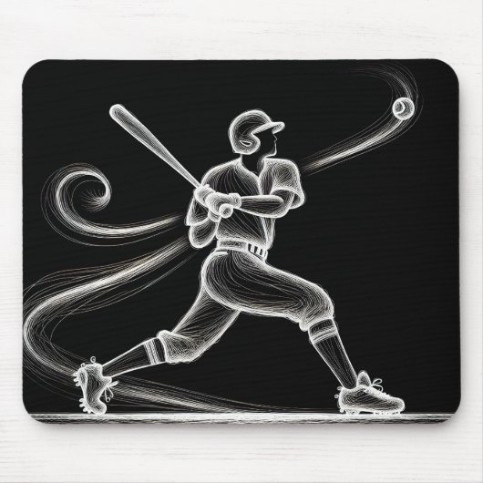 Neon Baseball Player Swinging a Bat Mousepad (Vorne)