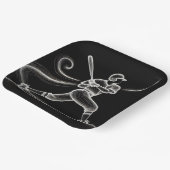 Neon Baseball Player Swinging a Bat Pappteller (Gewinkelt)